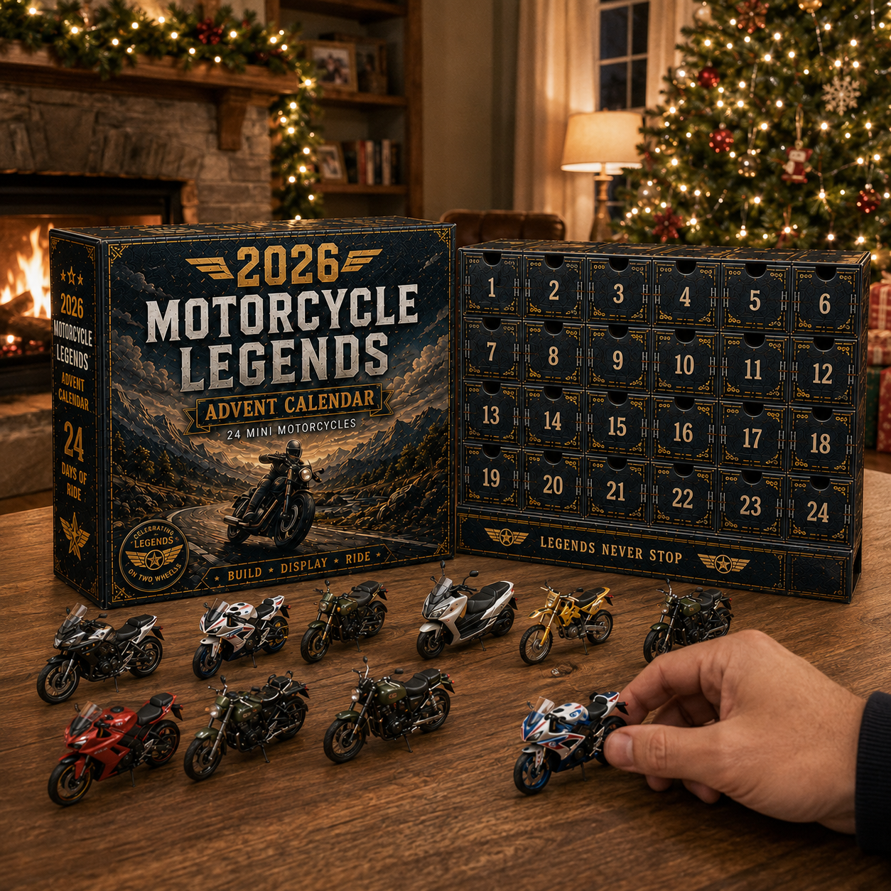 🎁 2026 Motorcycle Legends Advent Calendar – 24 Days, 24 Mini Motorcycles, 24 Legendary Rides