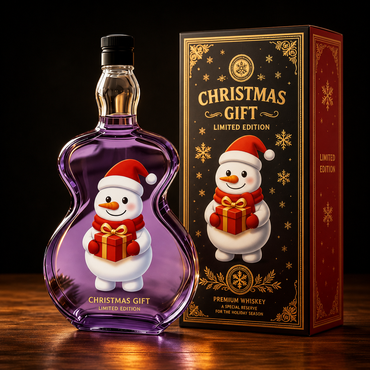 📦🎅🏼57th Anniversary Christmas Guitar Whiskey Decanter – Limited Edition Rock & Roll Collectible Gift