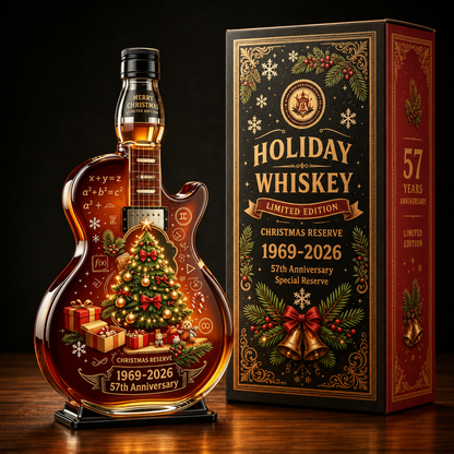 📦🎅🏼57th Anniversary Christmas Guitar Whiskey Decanter – Limited Edition Rock & Roll Collectible Gift