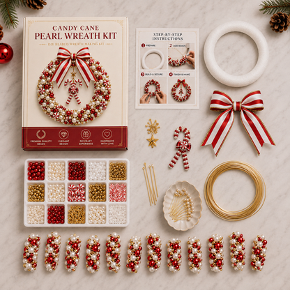 🎁 DIY Pearl Wreath Making Kit – Elegance Handmade Beaded Christmas Wreath Keepsake 🎄