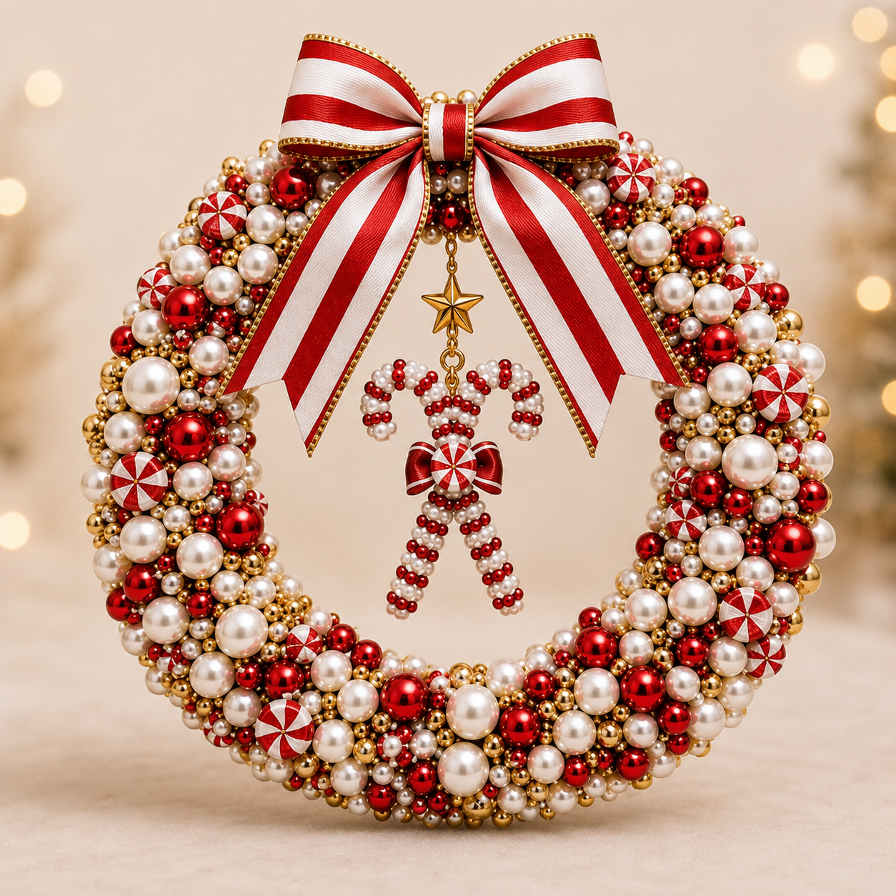 🎁 DIY Pearl Wreath Making Kit – Elegance Handmade Beaded Christmas Wreath Keepsake 🎄