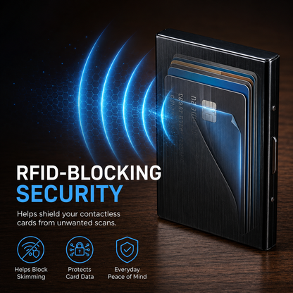 🔒 Slim RFID-Blocking Metal Card Holder