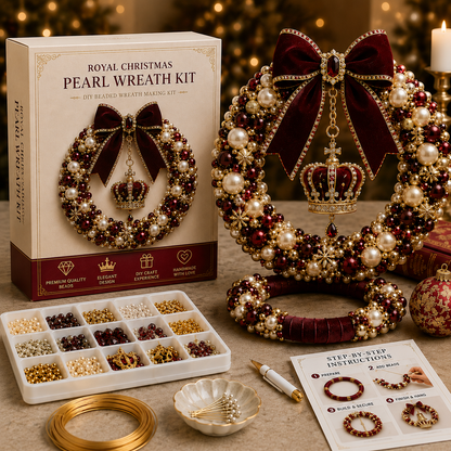 🎁 DIY Pearl Wreath Making Kit – Elegance Handmade Beaded Christmas Wreath Keepsake 🎄