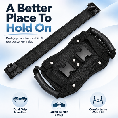 🔥 Ride With Confidence – Dual Grip Passenger Belt for Kids & Rear Riders
