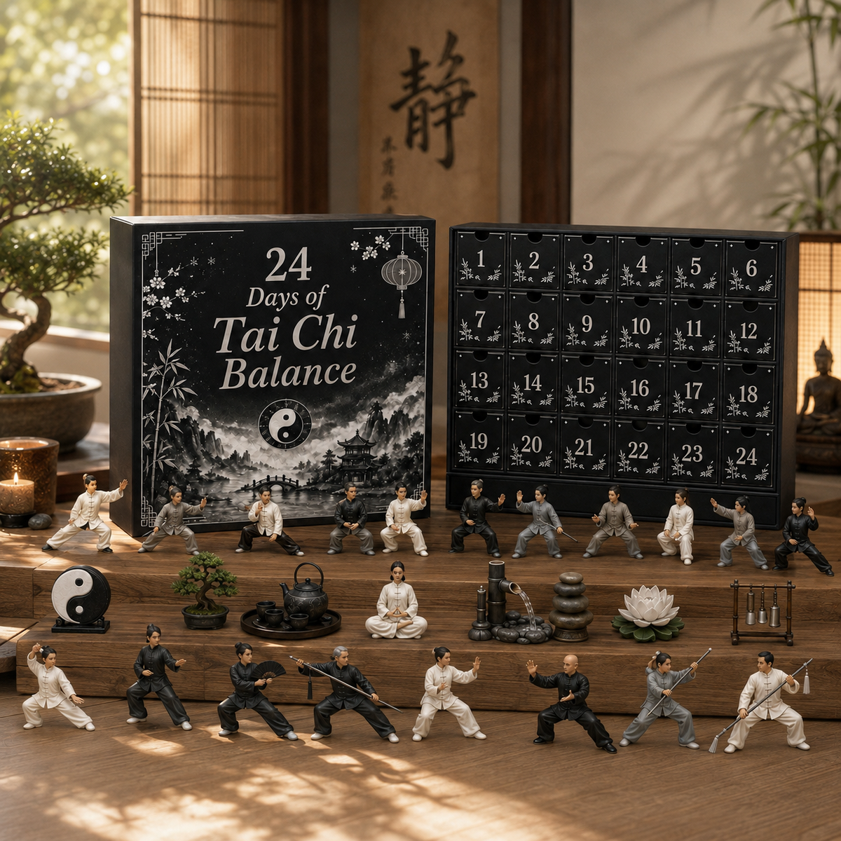 CHRISTMAS KICKOFF 40% OFF - 2026 Days of Tai Chi Balance Blind Box - 24-Day Festive Countdown, Tai Chi Collectible Figures Blind Box - Gift For Tai Chi Lovers