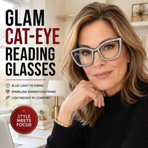 Cat-Eye Reading Glasses with Diamond Accents | Blue Light Blocking