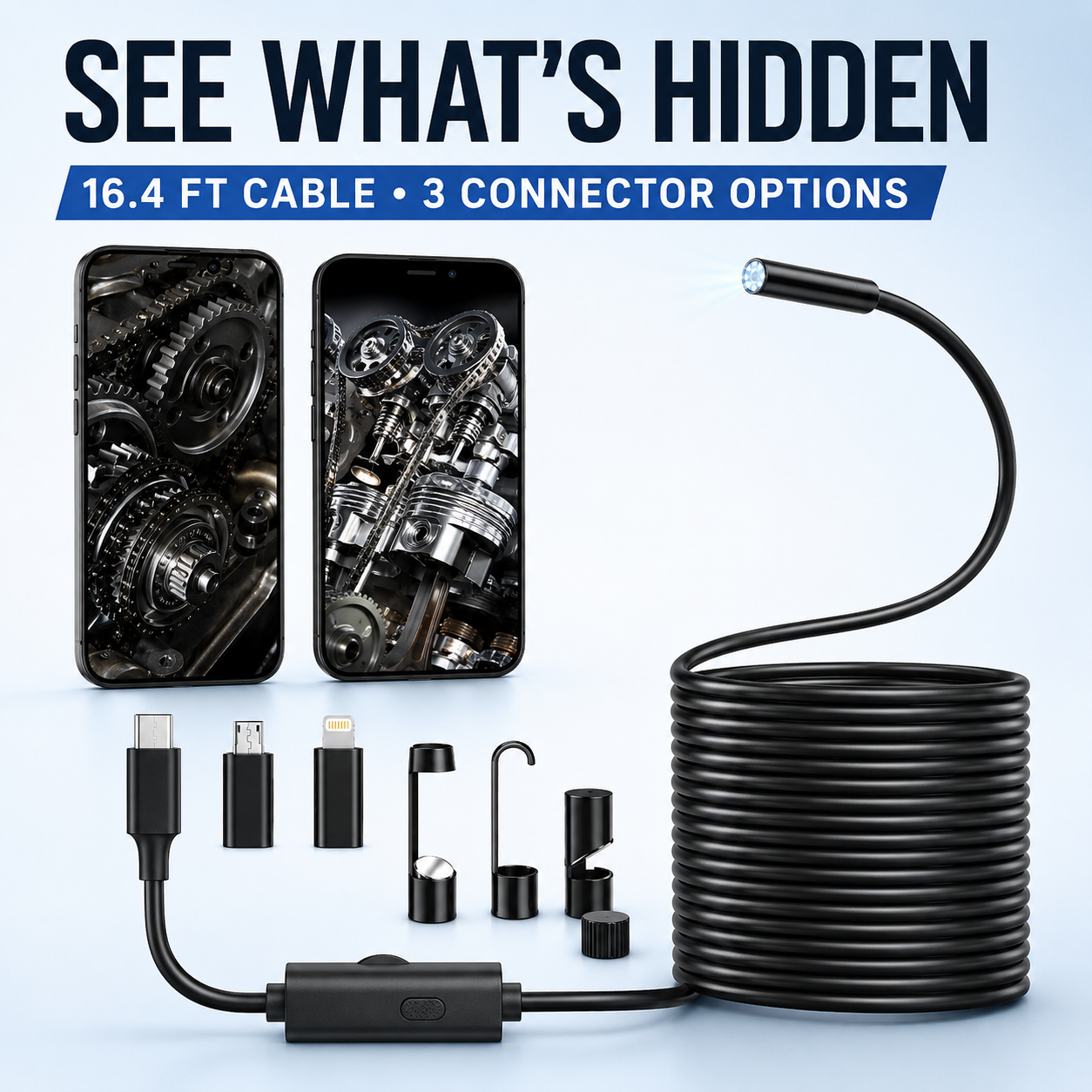 🔍 HD Borescope Inspection Camera for iPhone and Android