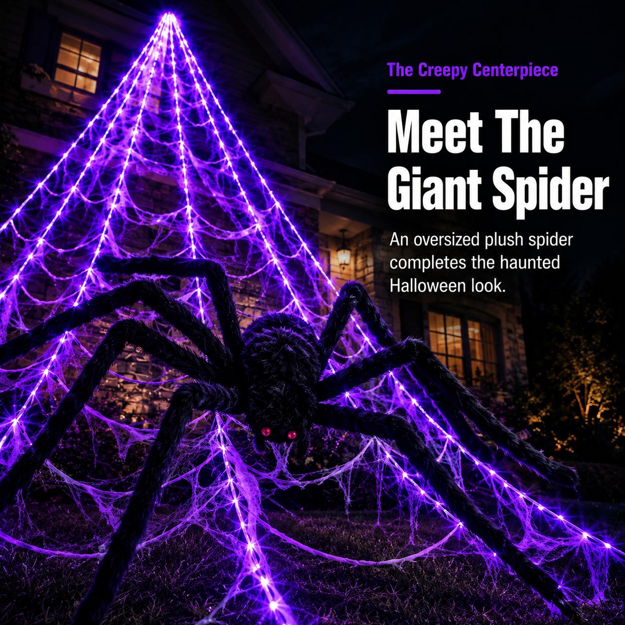 👻 Giant LED Spider Web With Spider 🕷️ Limited-Time Spooky Savings 🎃