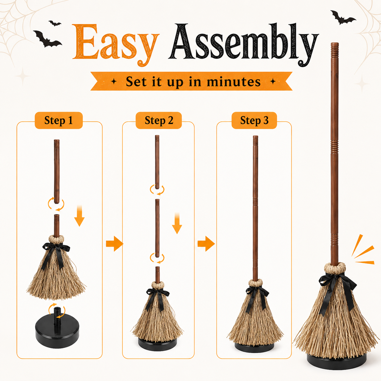 🧙‍♀️🪄 Animated Floating Witch Broom Halloween Decor | Sound & Touch Activated🧹