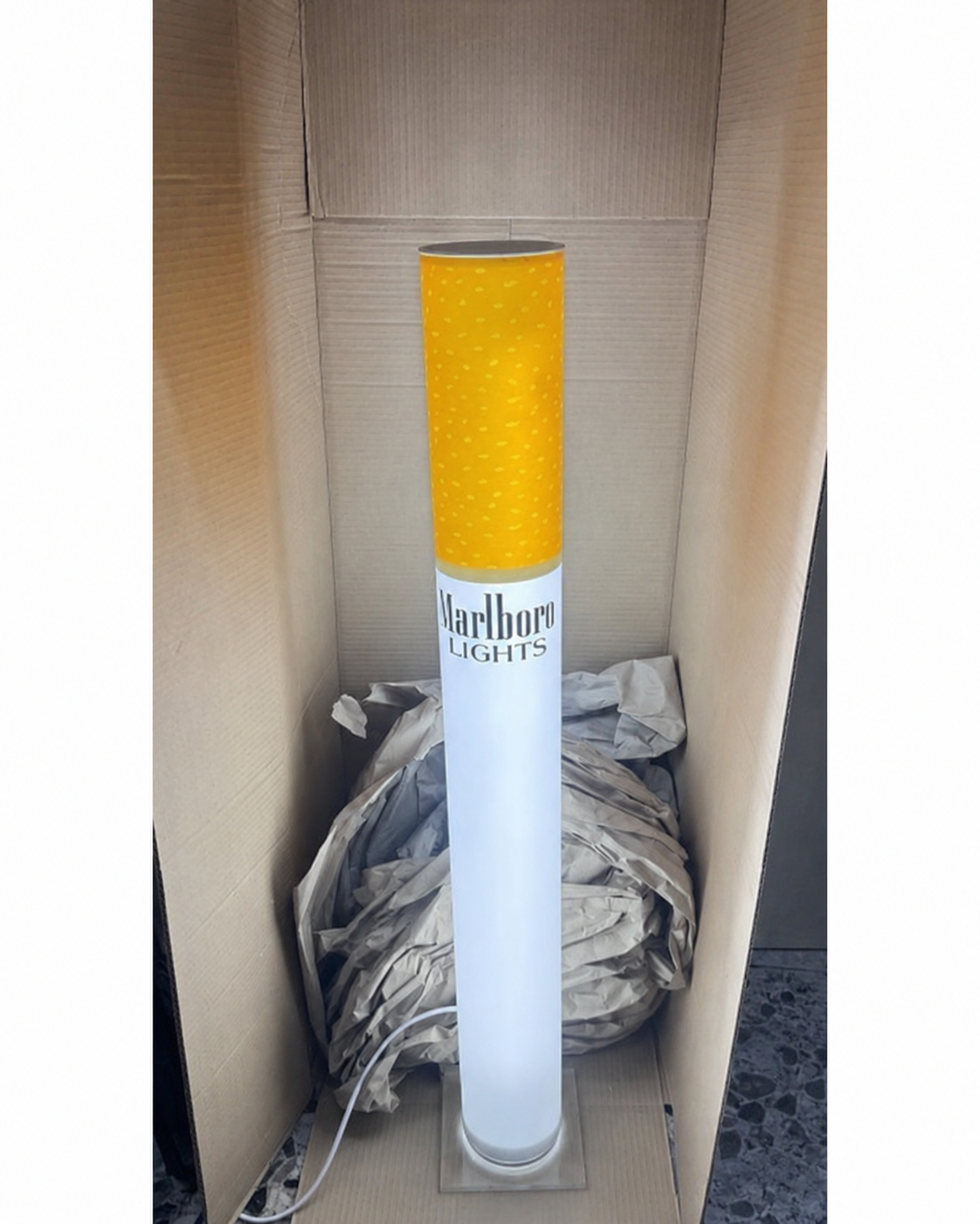 🚬 Cigarette Tube Shaped Marlboro Style Floor Lamp | Retro Industrial Novelty Ambient Light