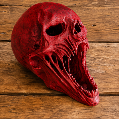 💀Limited Time 50% OFF💀 Gothic Demon Alien Skull Sculpture, Creepy Horror Resin Skull Statue Halloween Mantel Table Indoor Decor Ornamen
