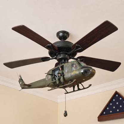 🚁 Military Helicopter Ceiling Fan Decor – Realistic Hanging Ornament for Man Cave & Home
