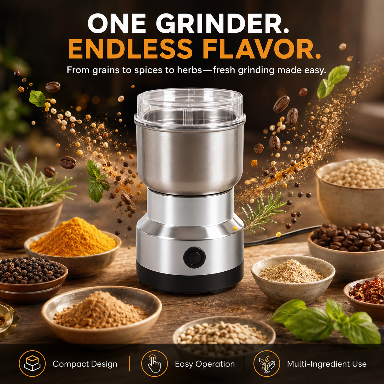 High-Speed Stainless Steel Grain Grinder