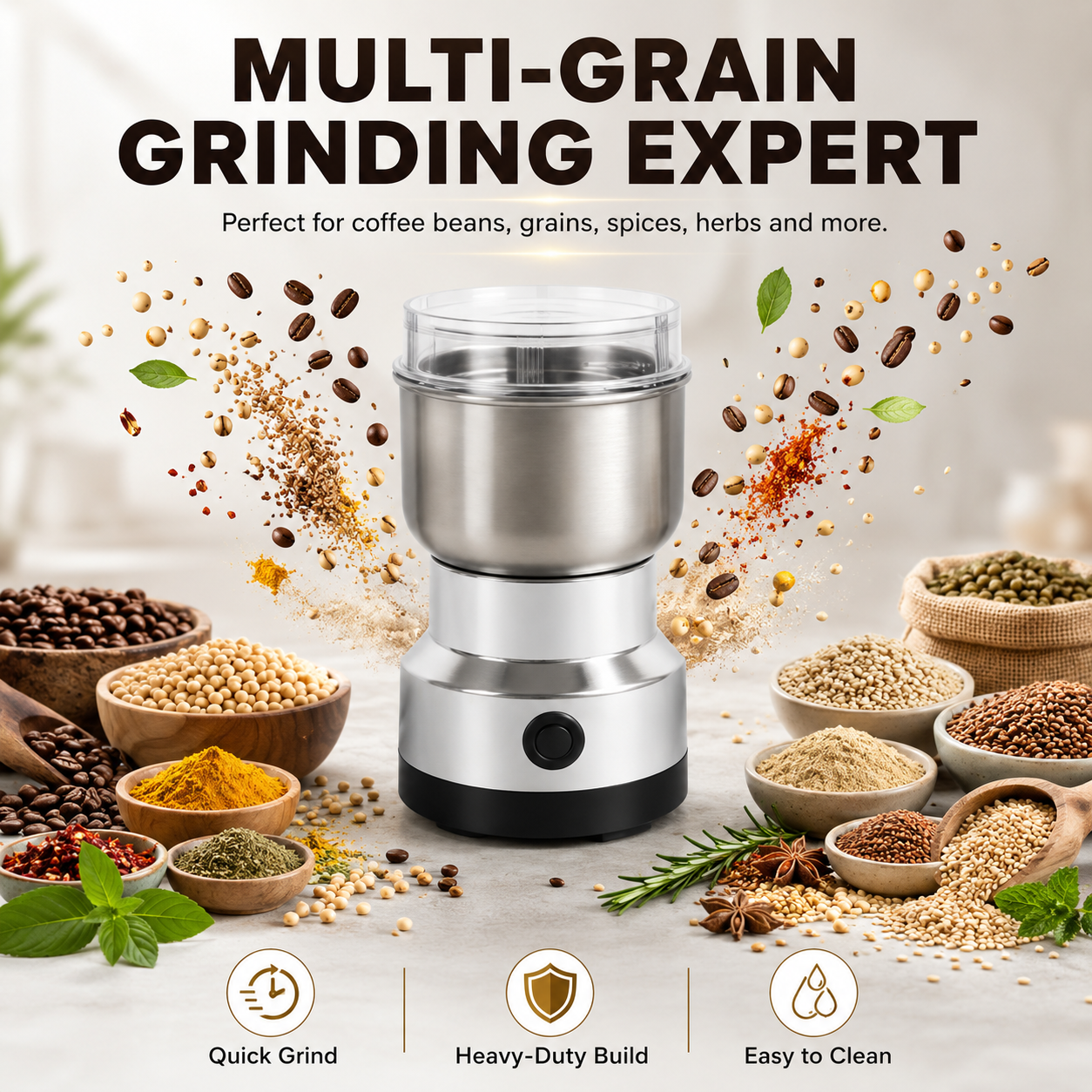 High-Speed Stainless Steel Grain Grinder