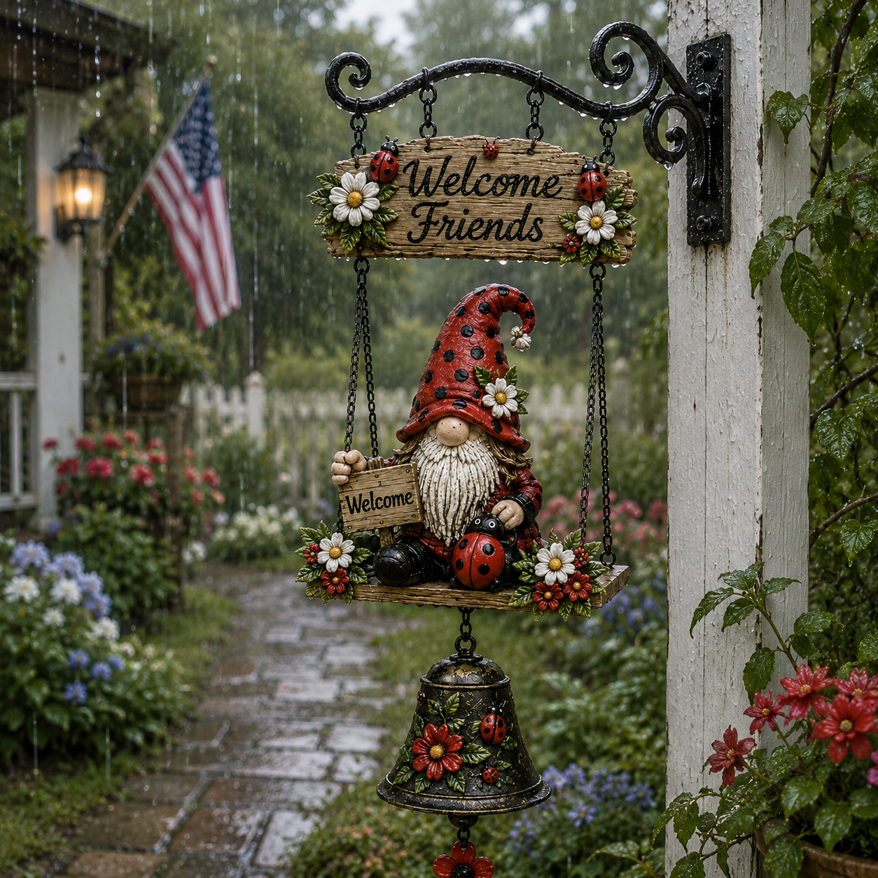 🔥Limited time 49% OFF – Rustic Garden Gnome Bell Outdoor Decor 🐞🌼