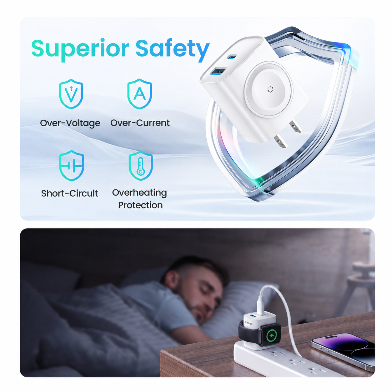 🔋 3-in-1 Magnetic Apple Watch Charger | Fast USB-C Wall Charger