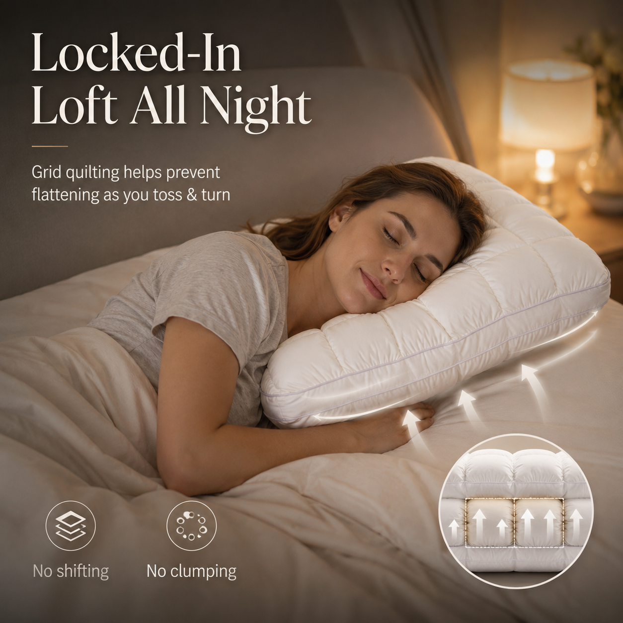 Free shipping☁️ Cloud Puff Grid Pillow – Cooling, Fluffy & No-Flat Comfort for Side & Back Sleepers 😴