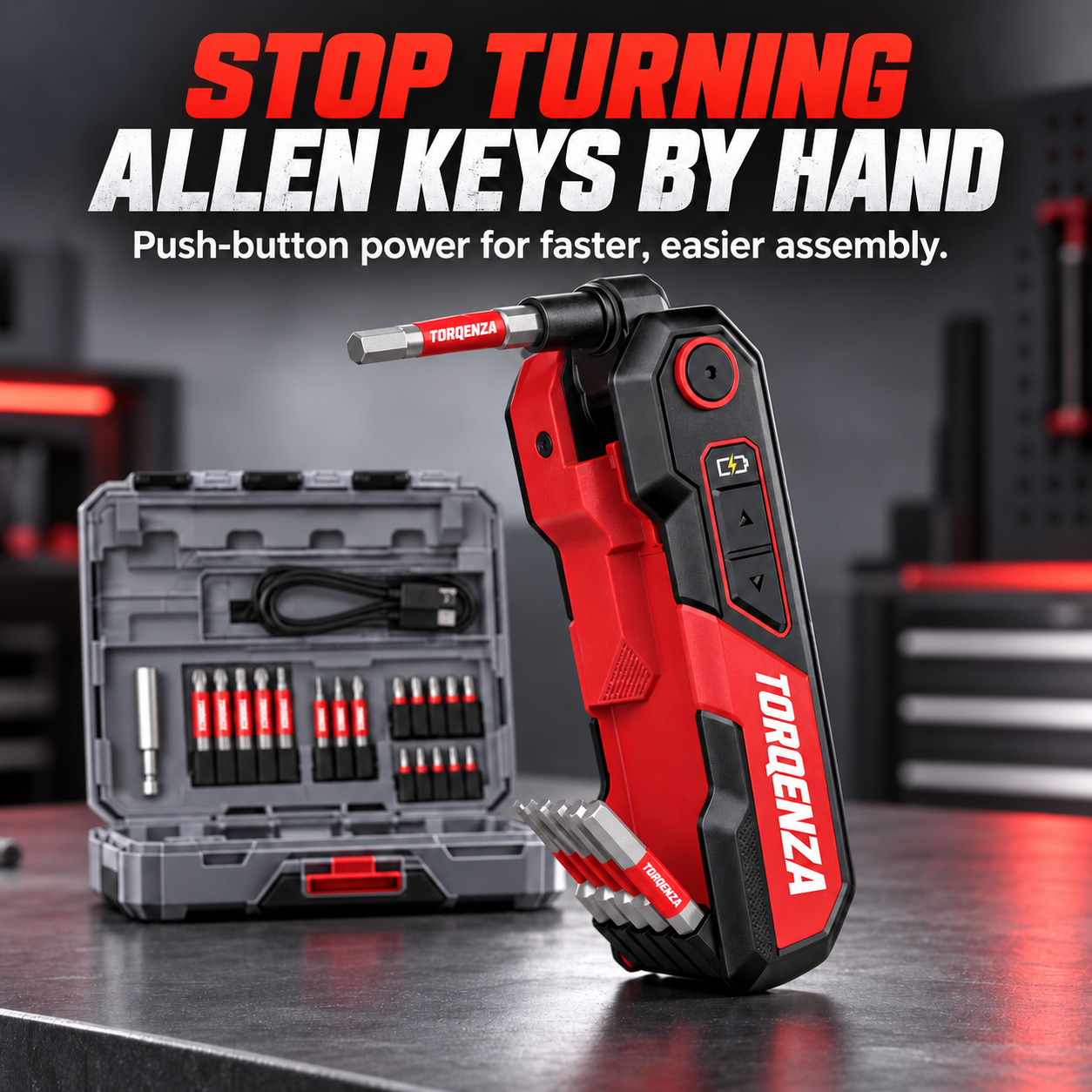 ⚡ Powered Hex Key Driver Kit – 3-Angle Folding Head, LED Light & 27-Piece Bit Set