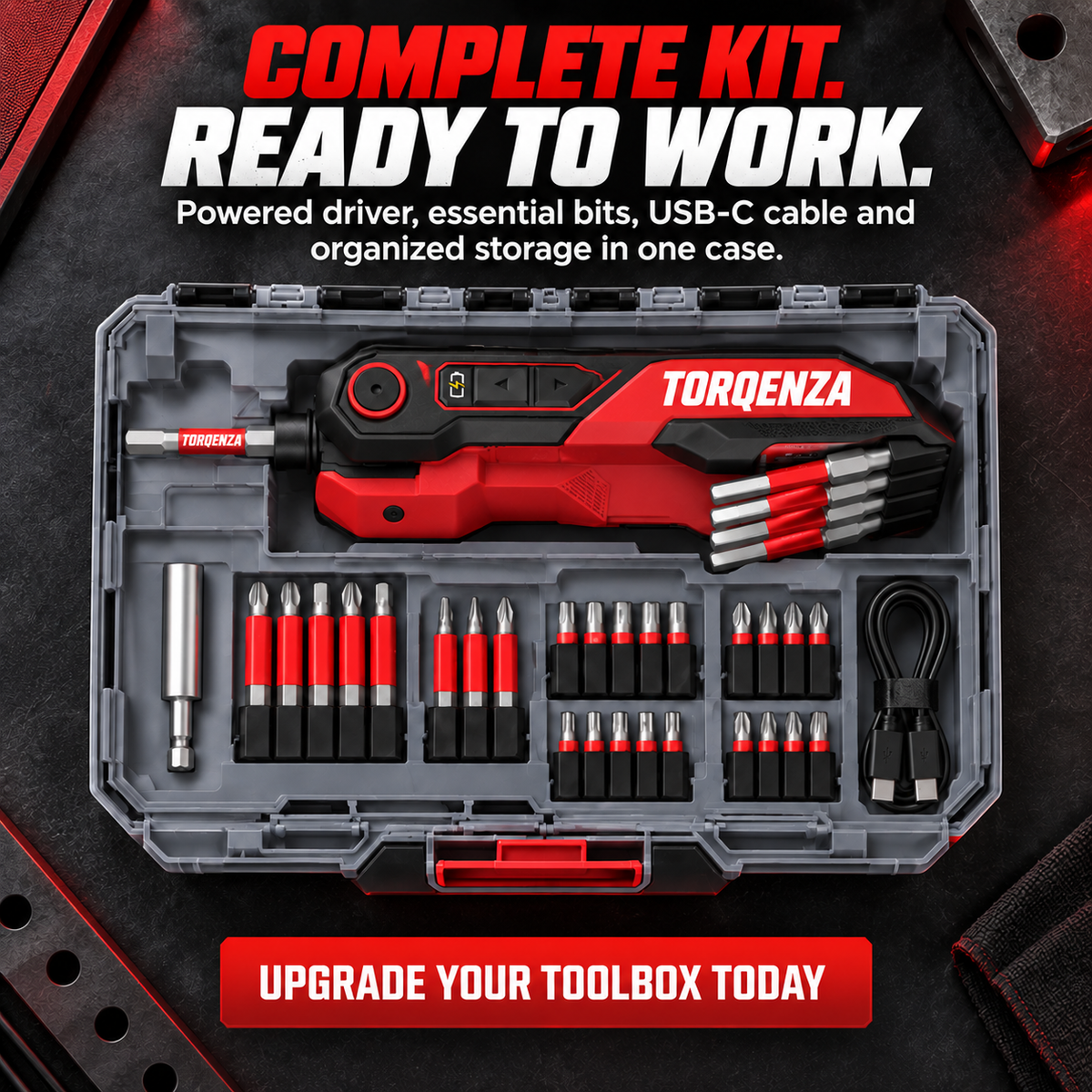 ⚡ Powered Hex Key Driver Kit – 3-Angle Folding Head, LED Light & 27-Piece Bit Set