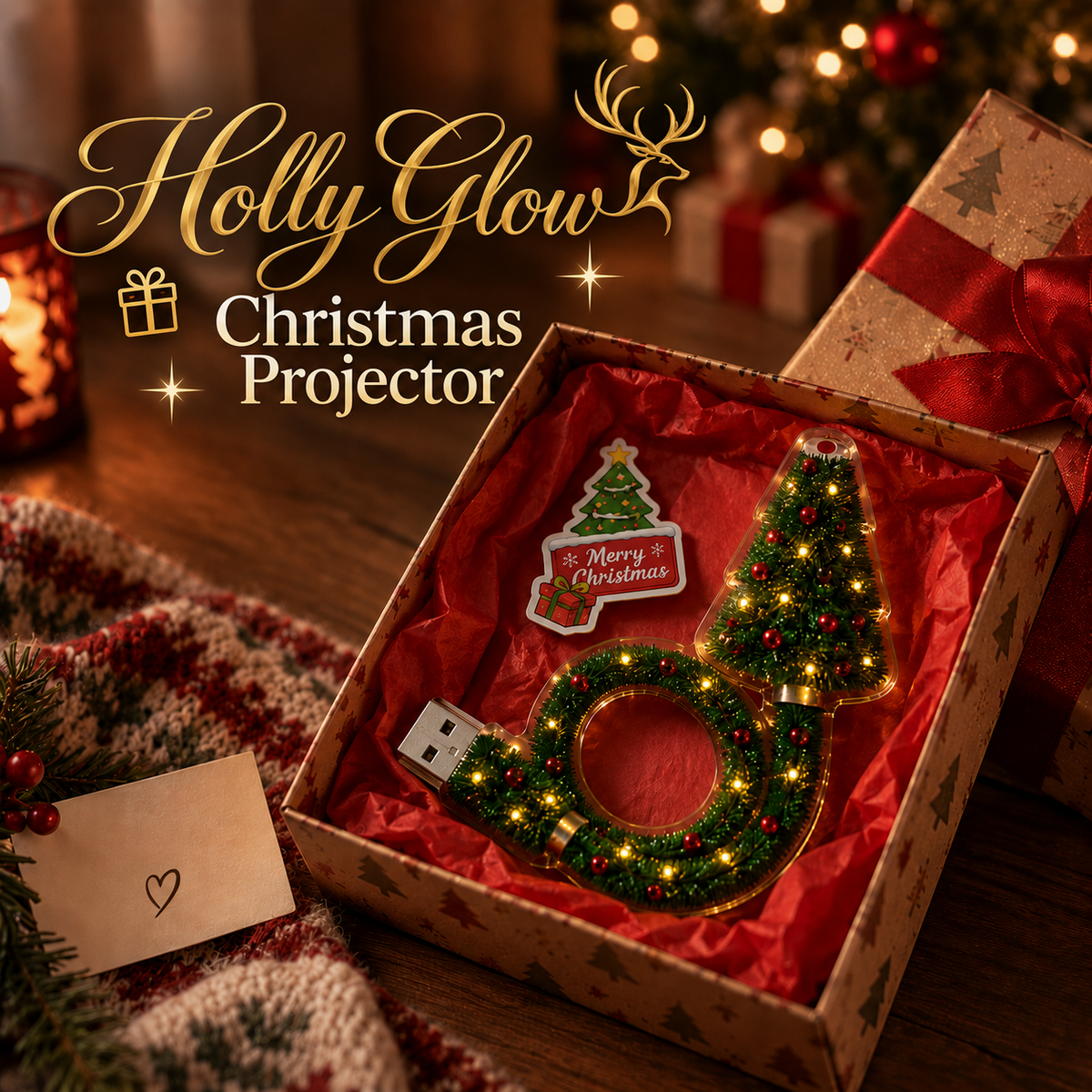 USB Christmas Tree Projector – Instant Holiday Magic Ceiling Light
