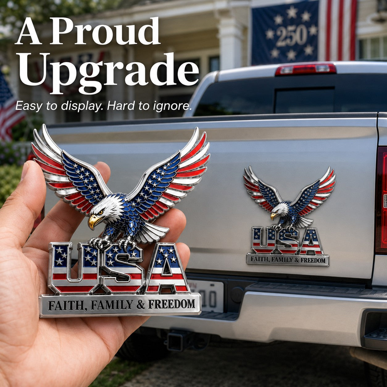 USA Faith, Family & Freedom Metal Emblem