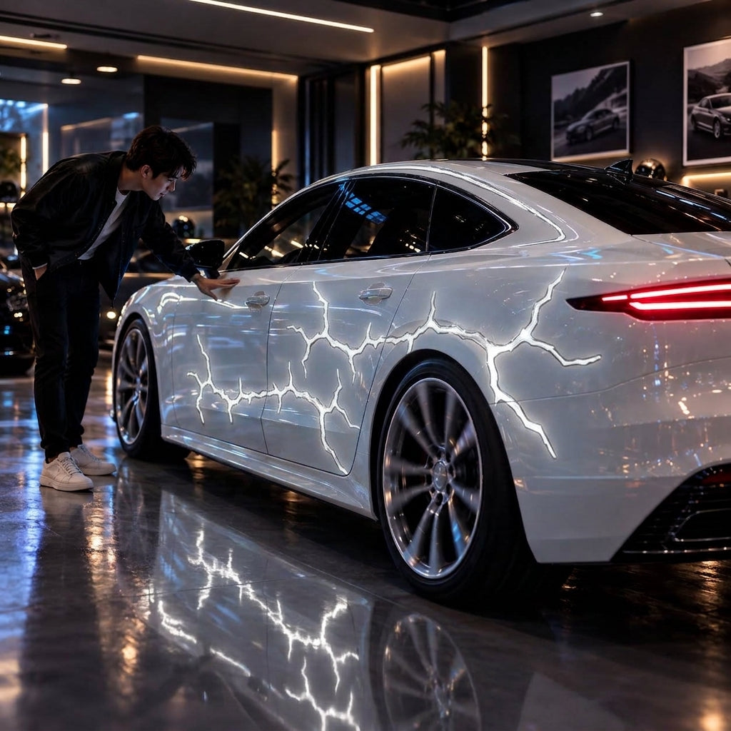Liquid Laser Glow Car Wrap, Streaming Thunder Light Luminous Vinyl Film for Custom Car Styling & Night Car Show