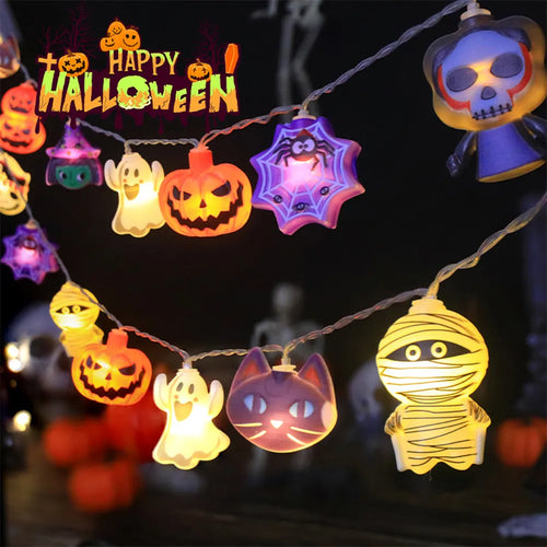 Multi-Element Halloween String Lights – Battery Powered Indoor & Outdoor LED Fairy Lights with 2 Lighting Modes
