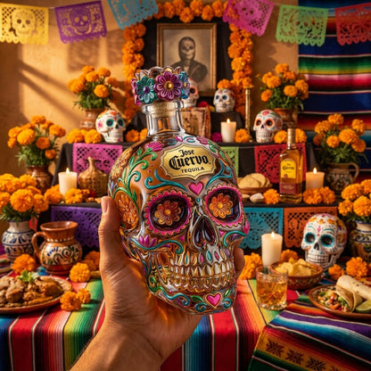 💀 Day of the Dead Inspired Skull Tequila Bottle