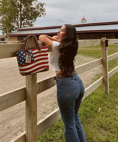 Montana West Vintage American Flag Tote Bag