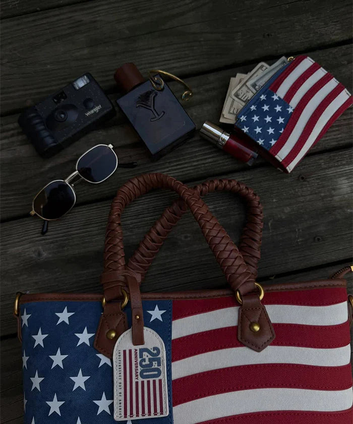 Montana West Vintage American Flag Tote Bag