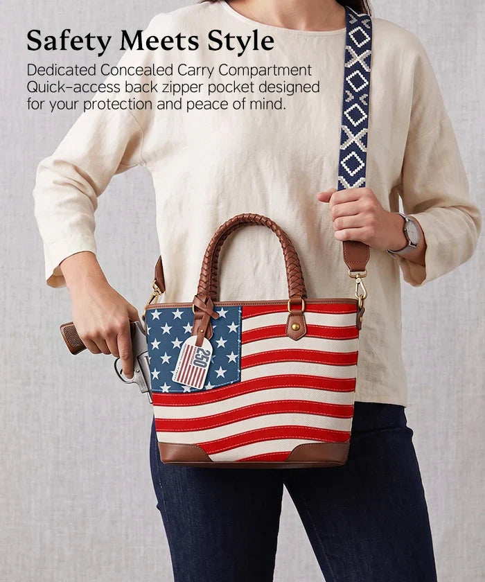 Montana West Vintage American Flag Tote Bag