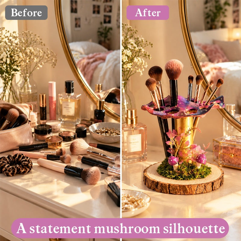 Enchanted Mushroom Makeup Brush & Jewelry Holder – Woodland Vanity Decor