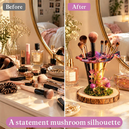 Enchanted Mushroom Makeup Brush & Jewelry Holder – Woodland Vanity Decor