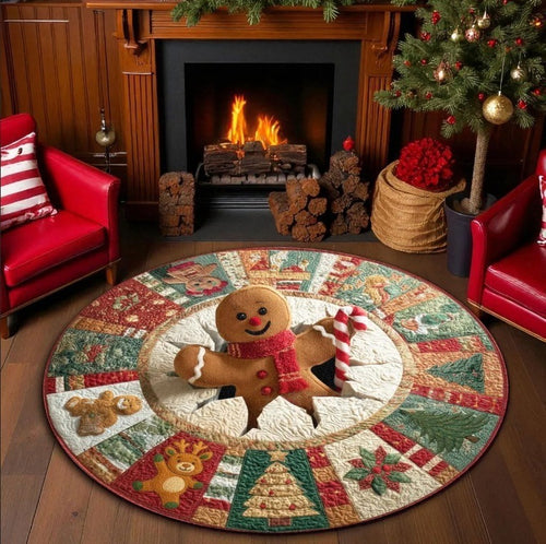🌟🎄Christmas 3D Stereoscopic Visual Round Floor Mat