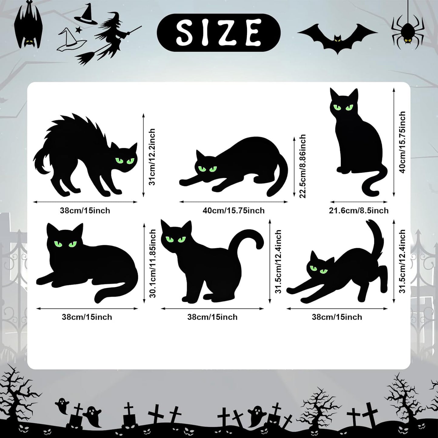 🐈‍⬛Black Cat Garden Sign with Glowing Eyes Sticker Floor Insert