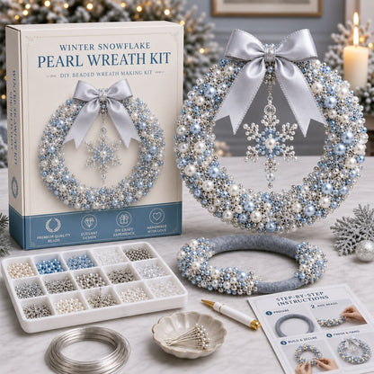 🎁 DIY Pearl Wreath Making Kit – Elegance Handmade Beaded Christmas Wreath Keepsake 🎄