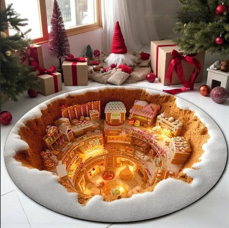 🌟🎄Christmas 3D Stereoscopic Visual Round Floor Mat