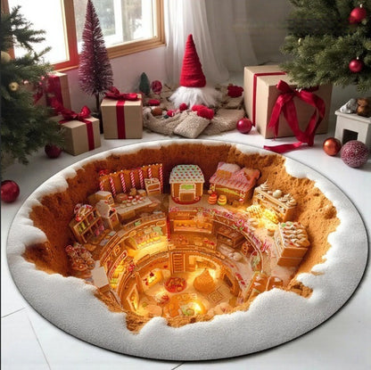 🌟🎄Christmas 3D Stereoscopic Visual Round Floor Mat