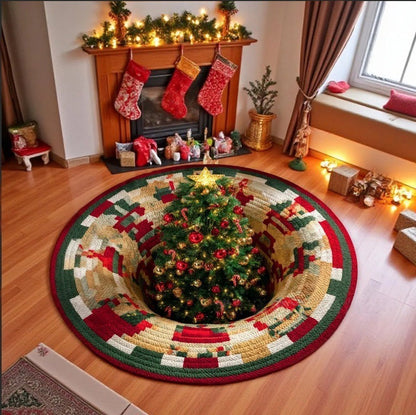 🌟🎄Christmas 3D Stereoscopic Visual Round Floor Mat