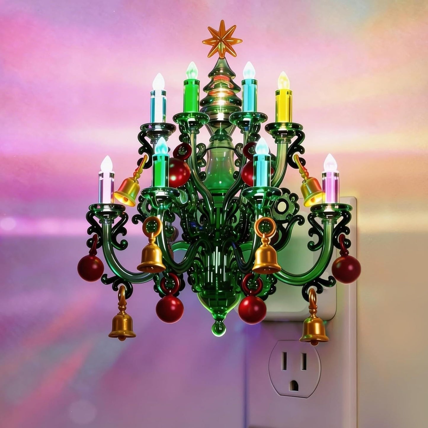 LED Christmas Night Light, Plug in Night Light, Dusk to Dawn Sensor