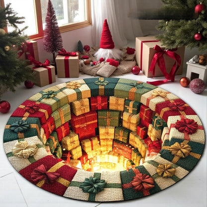 🌟🎄Christmas 3D Stereoscopic Visual Round Floor Mat