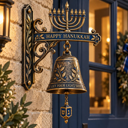 Vintage Hanukkah Decorative Metal Doorbell with Menorah