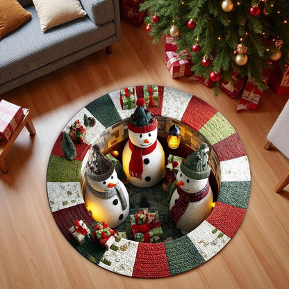 🌟🎄Christmas 3D Stereoscopic Visual Round Floor Mat