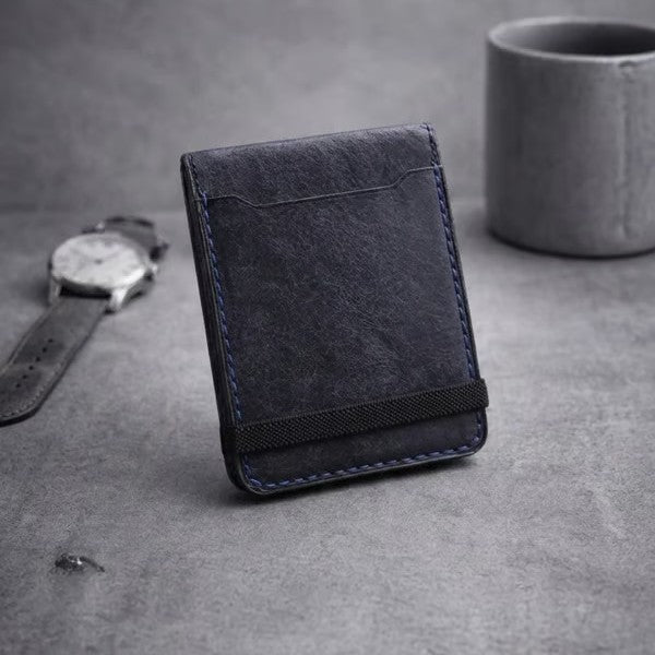 Elastic Band Slim Wallet Front Pocket Short Wallet Stitched Edges Personal Accessory Rounded Corners