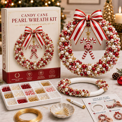 🎁 DIY Pearl Wreath Making Kit – Elegance Handmade Beaded Christmas Wreath Keepsake 🎄