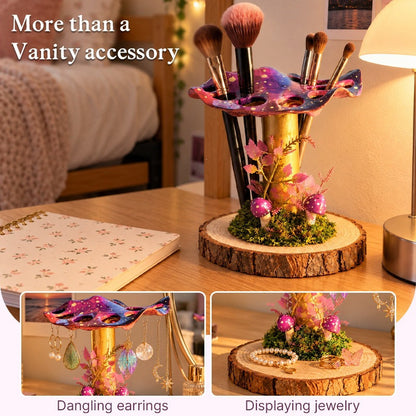 Enchanted Mushroom Makeup Brush & Jewelry Holder – Woodland Vanity Decor