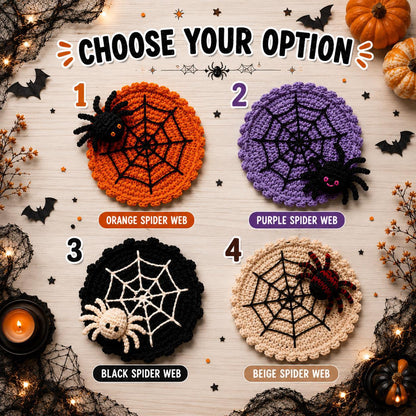 🕷️ Handmade Crochet Spider Web Coaster — Spooky Gothic Halloween Home & Coffee Table Decor ☕