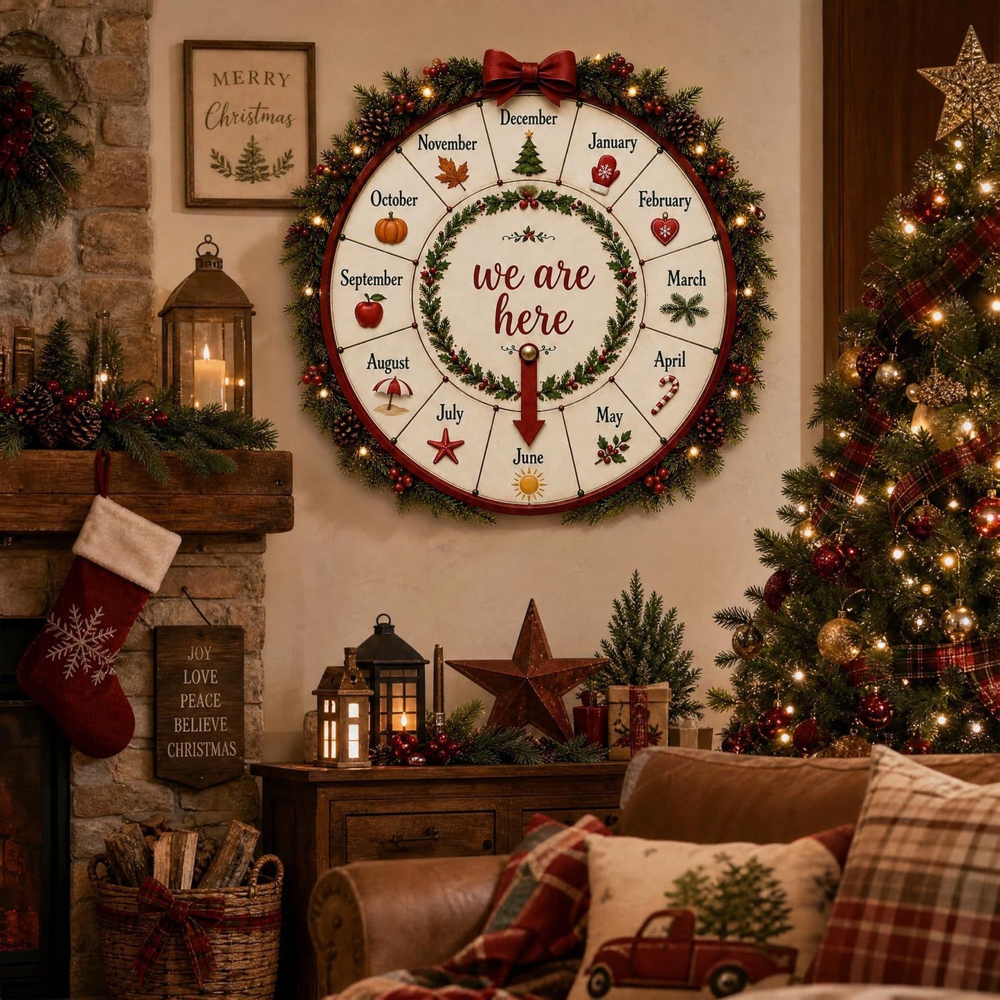 🎄Christmas Month Countdown Wheel Wooden Calendar Sign🎅