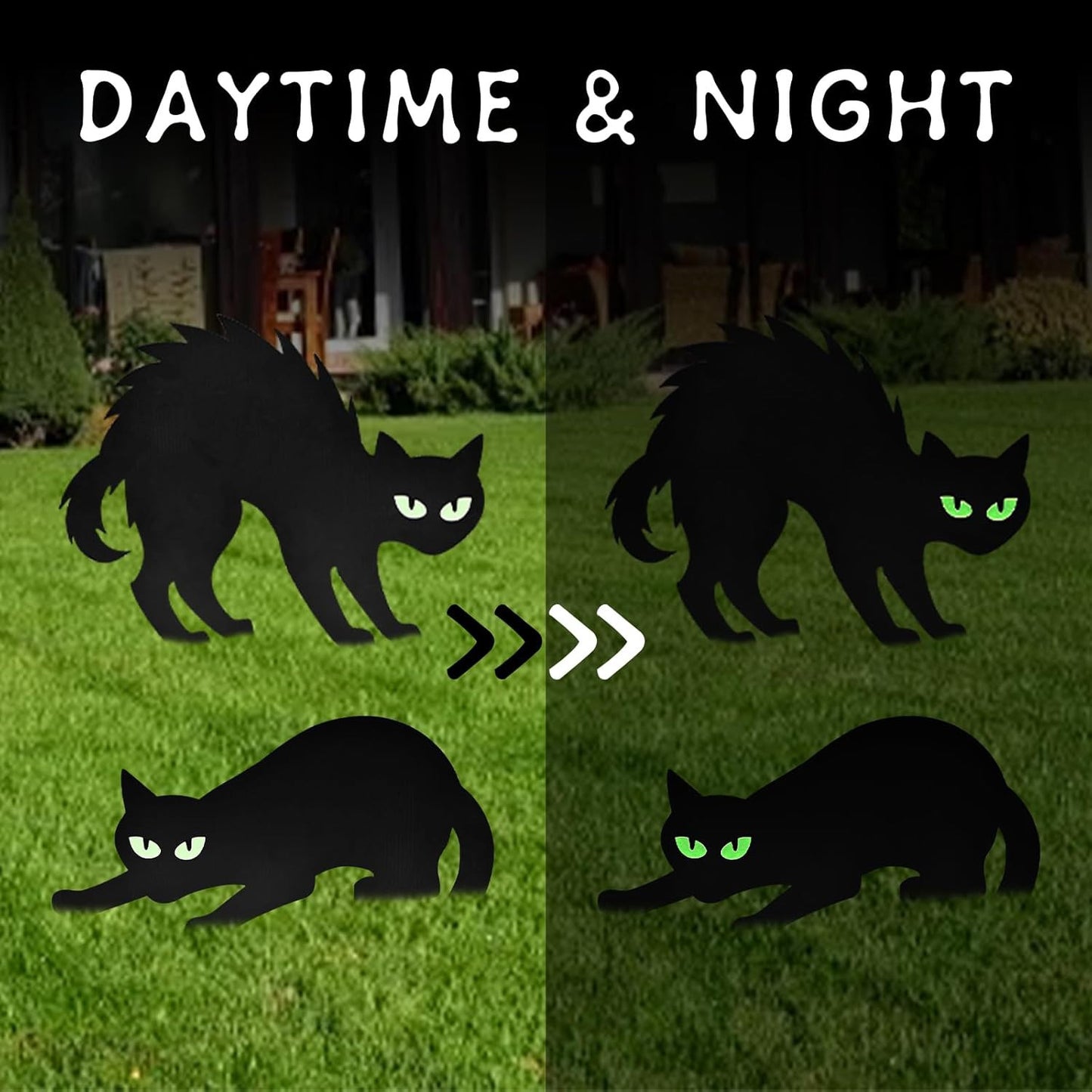 🐈‍⬛Black Cat Garden Sign with Glowing Eyes Sticker Floor Insert