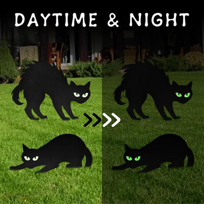 🐈‍⬛Black Cat Garden Sign with Glowing Eyes Sticker Floor Insert